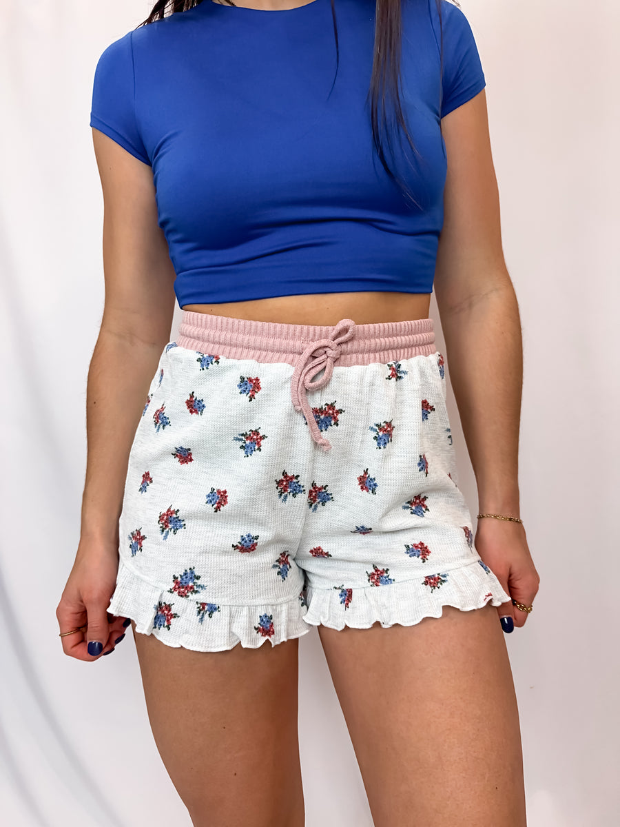 Festive Floral Print Mini Shorts