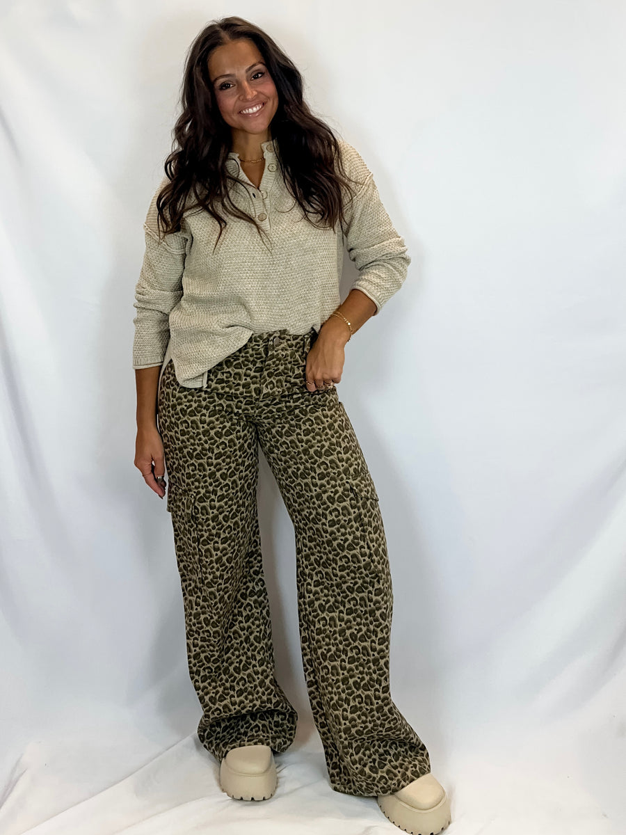 Can't Be Tamed Leopard Printed Cargo Pants