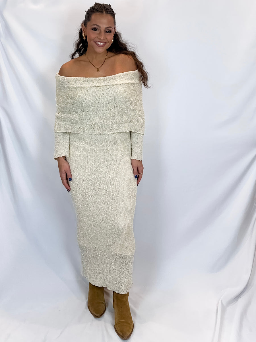 Sleigh Off the Shoulder Sweater Dress