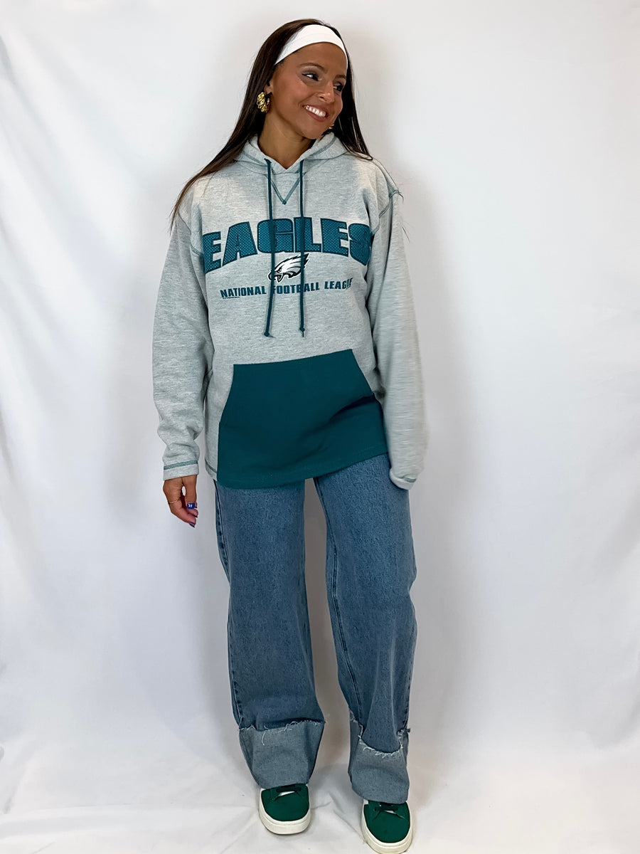 Medium 2001 Vintage Philadelphia Eagles Heather Grey Hoodie