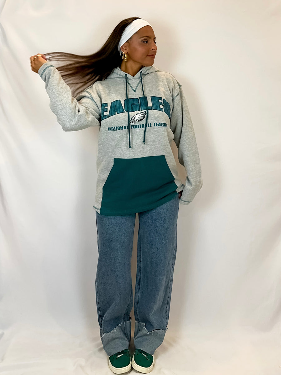 Medium 2001 Vintage Philadelphia Eagles Heather Grey Hoodie