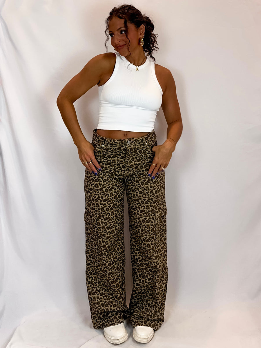 Can't Be Tamed Leopard Printed Cargo Pants