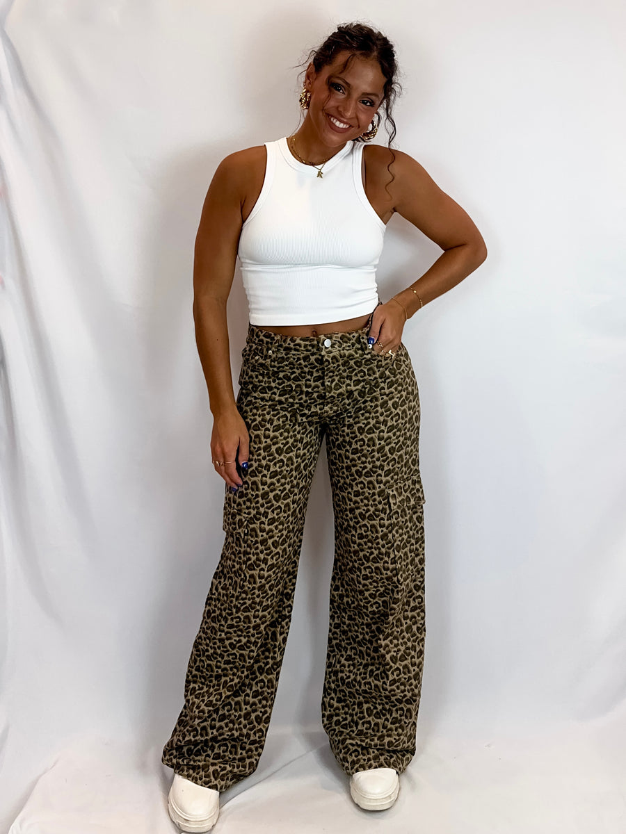 Can't Be Tamed Leopard Printed Cargo Pants