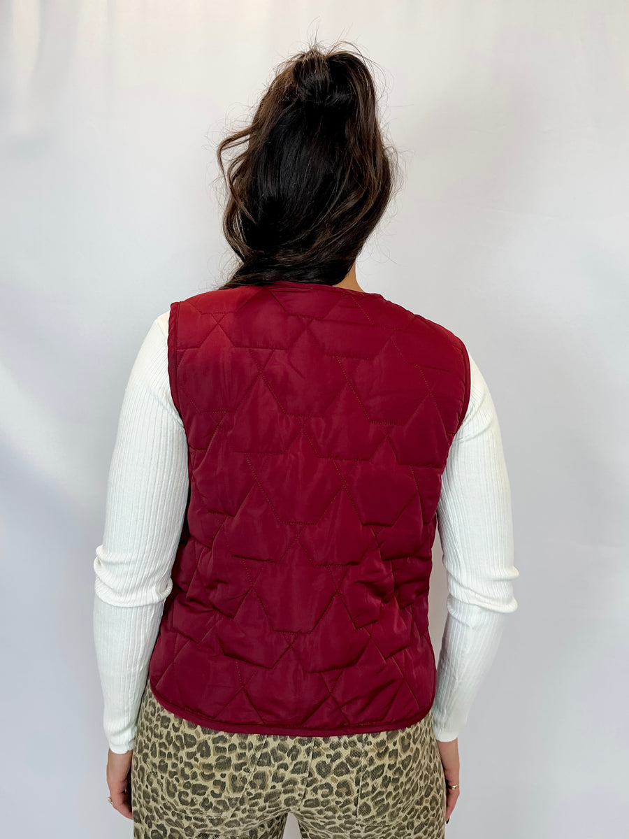 Merlot Padded Tie Front Vest