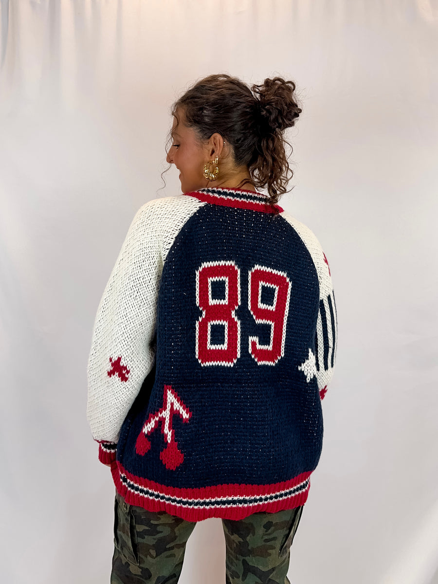 Varsity Zip Up Sweater Cardigan