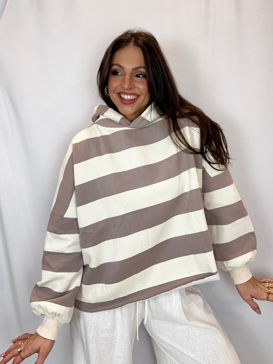 Snuggle Striped Fleece Sweatshirt Hoodie