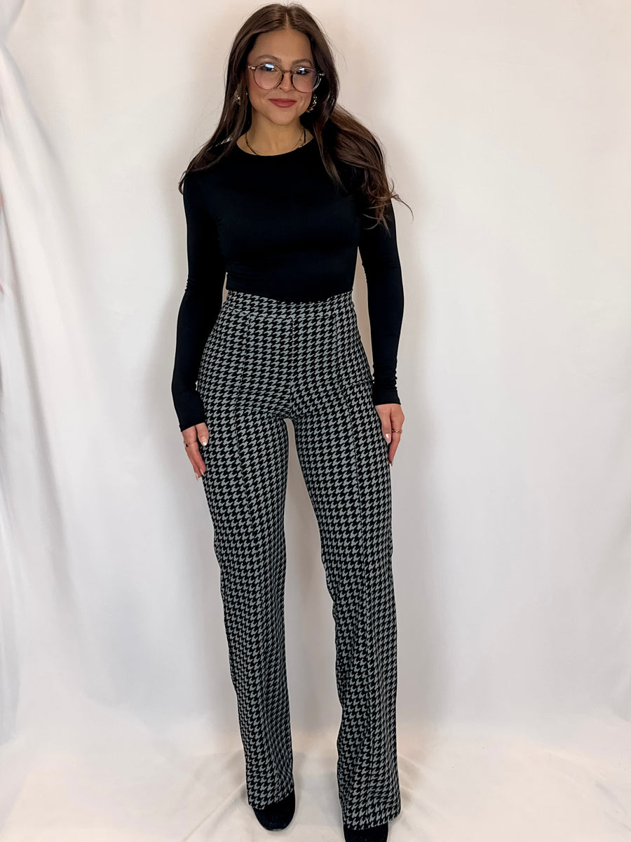 Houndstooth High Waisted Trousers