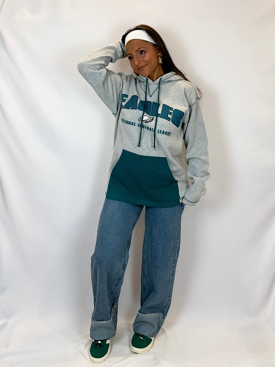 Medium 2001 Vintage Philadelphia Eagles Heather Grey Hoodie