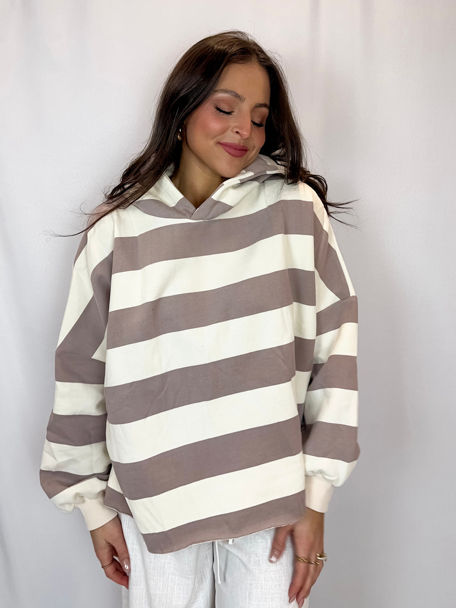 Snuggle Striped Fleece Sweatshirt Hoodie