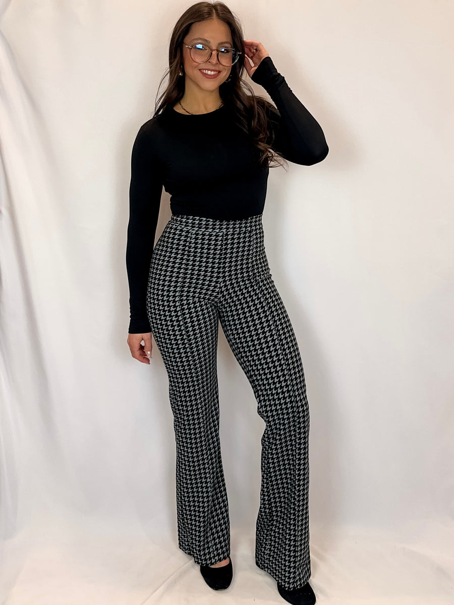 Houndstooth High Waisted Trousers