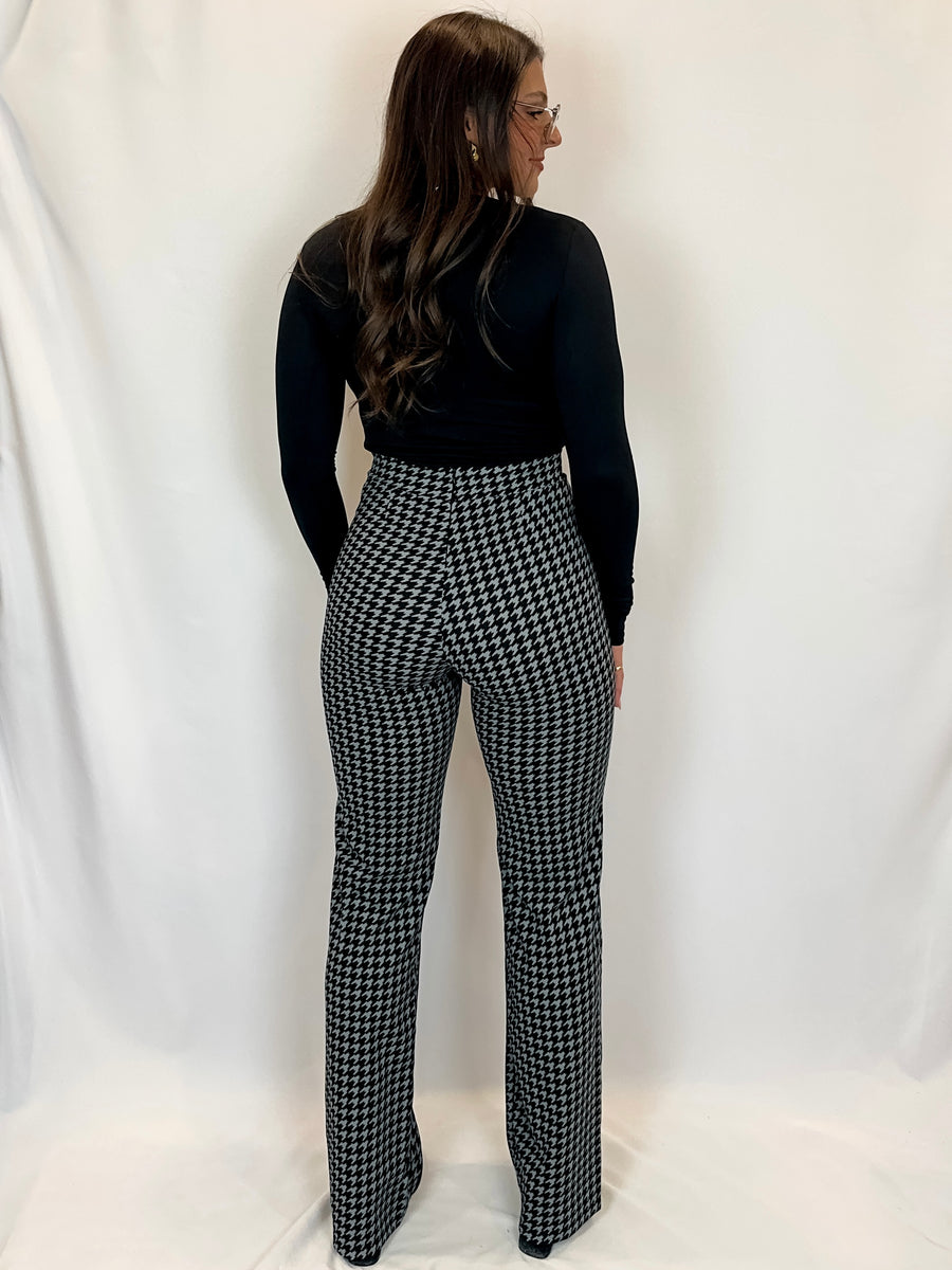 Houndstooth High Waisted Trousers