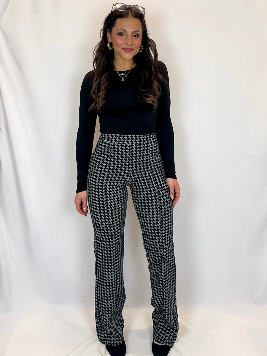 Houndstooth High Waisted Trousers