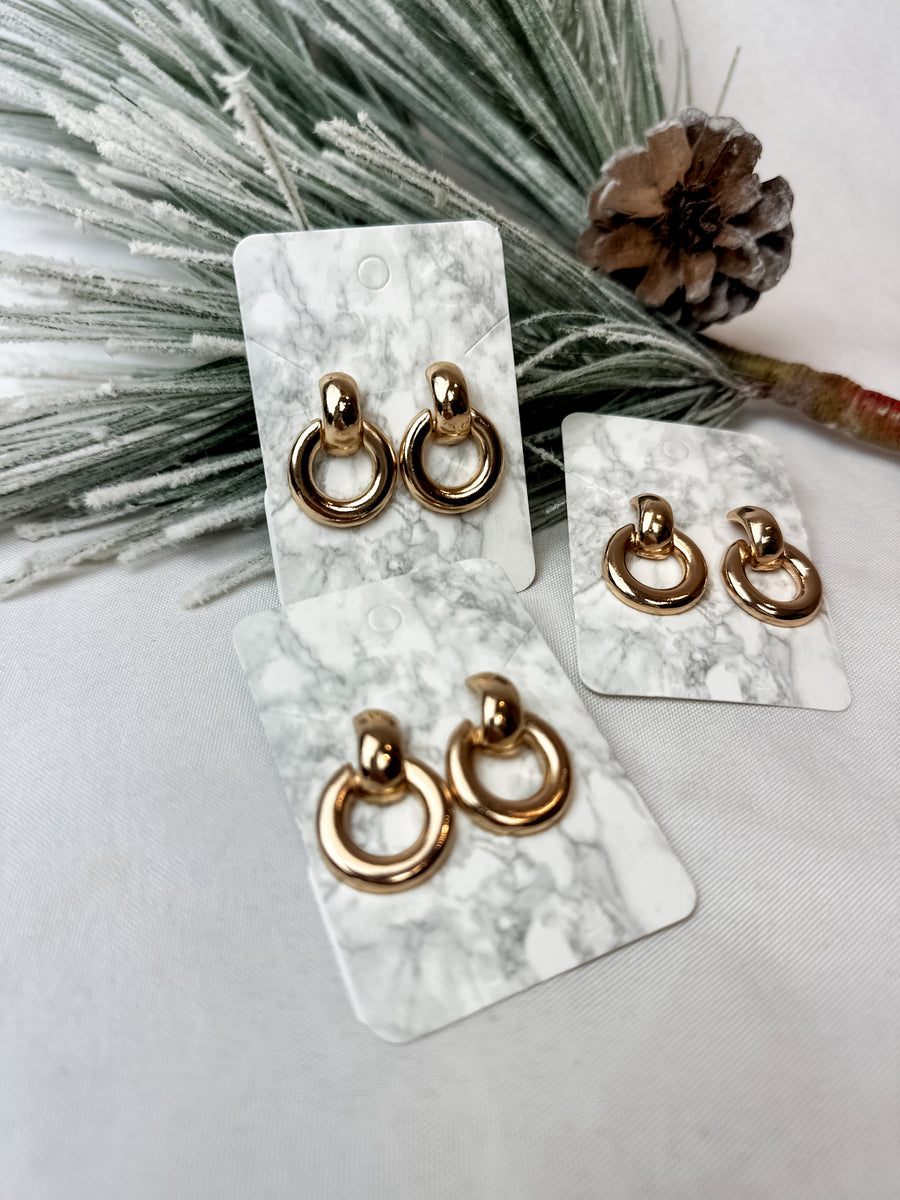 Knob Metal Drop Earrings