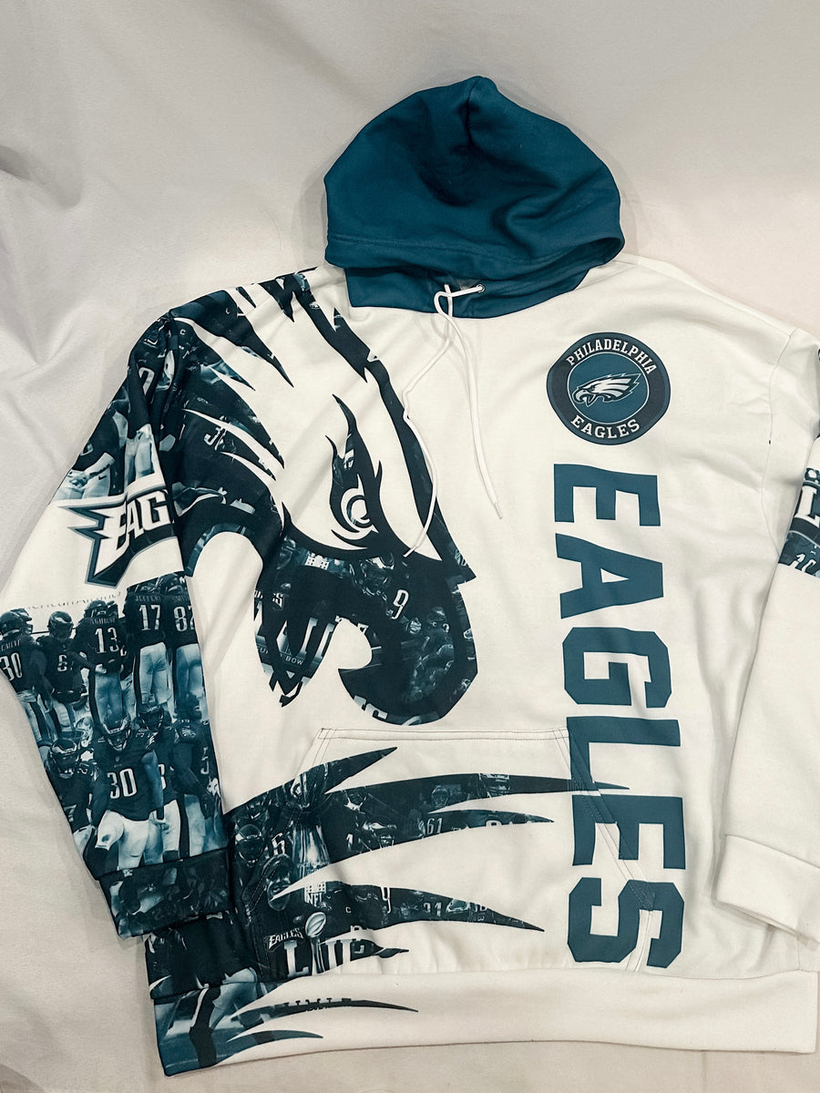 Large Philadelphia Eagles Super Bowl Print Hoodie