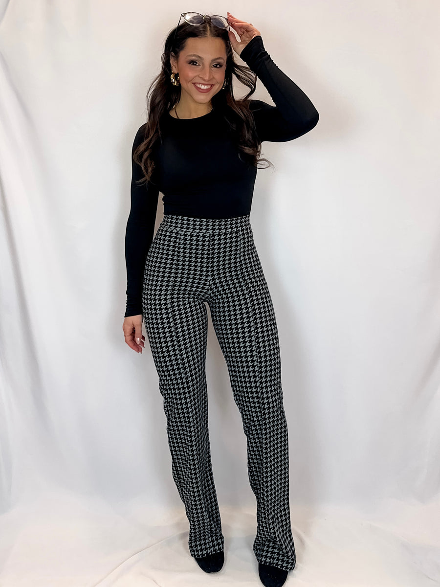 Houndstooth High Waisted Trousers