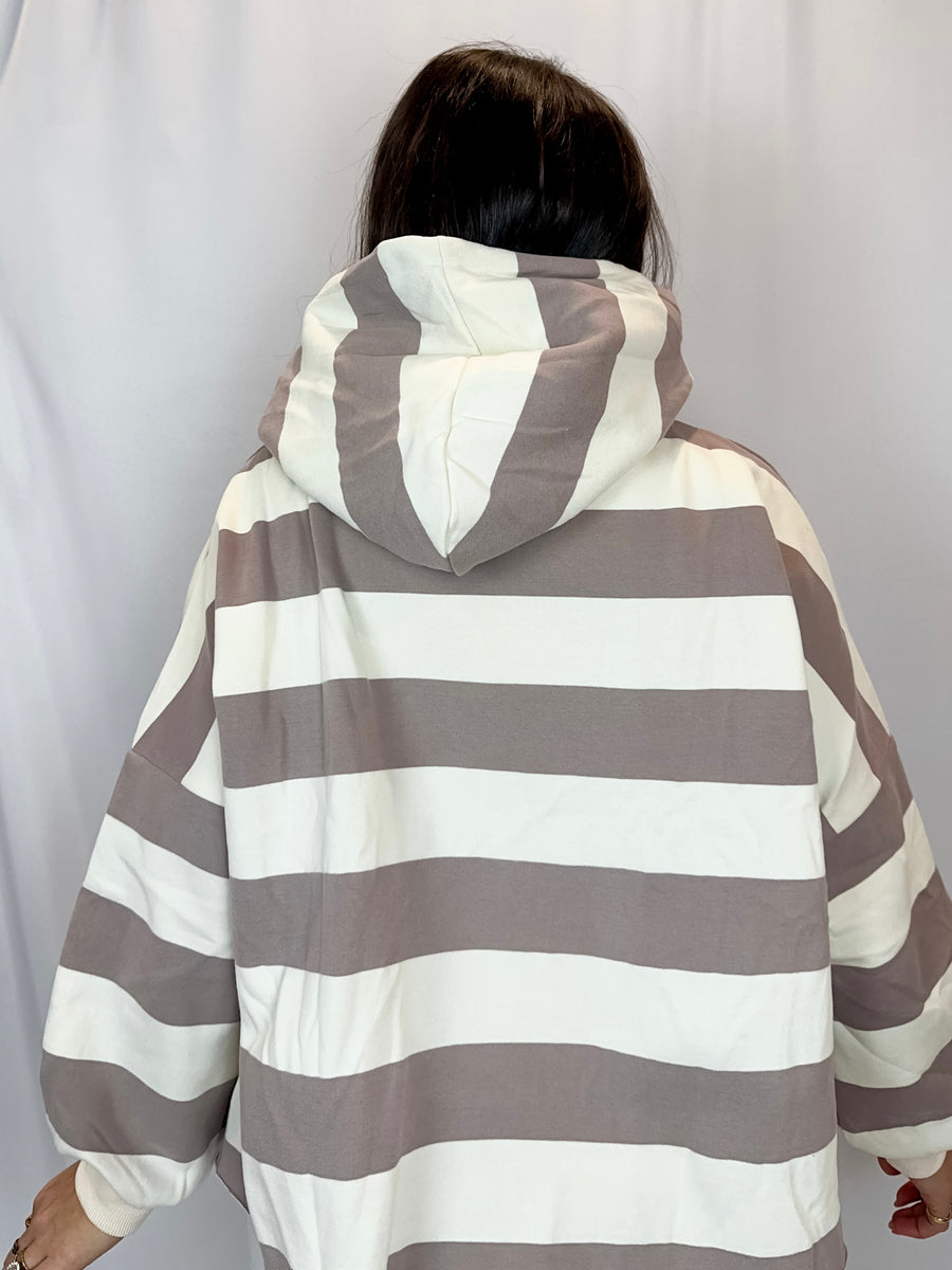 Snuggle Striped Fleece Sweatshirt Hoodie