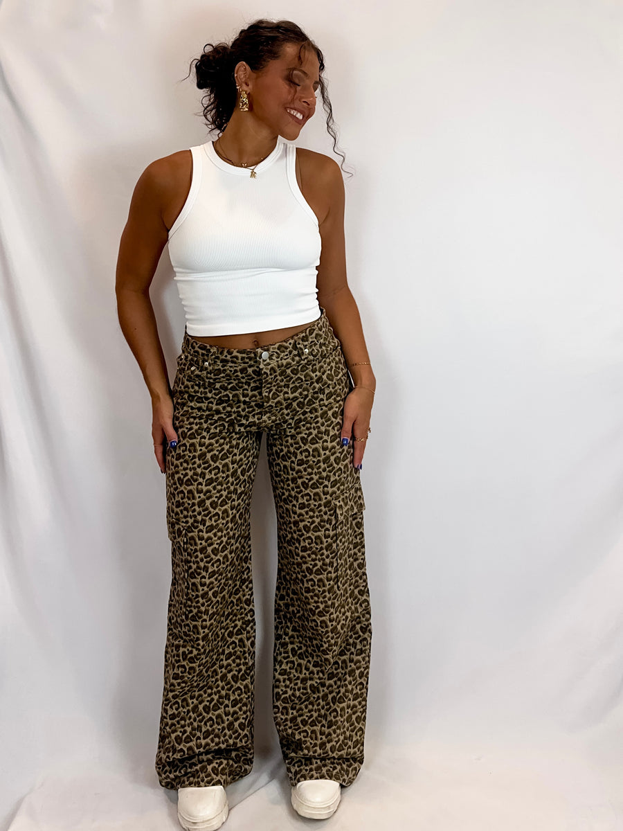 Can't Be Tamed Leopard Printed Cargo Pants