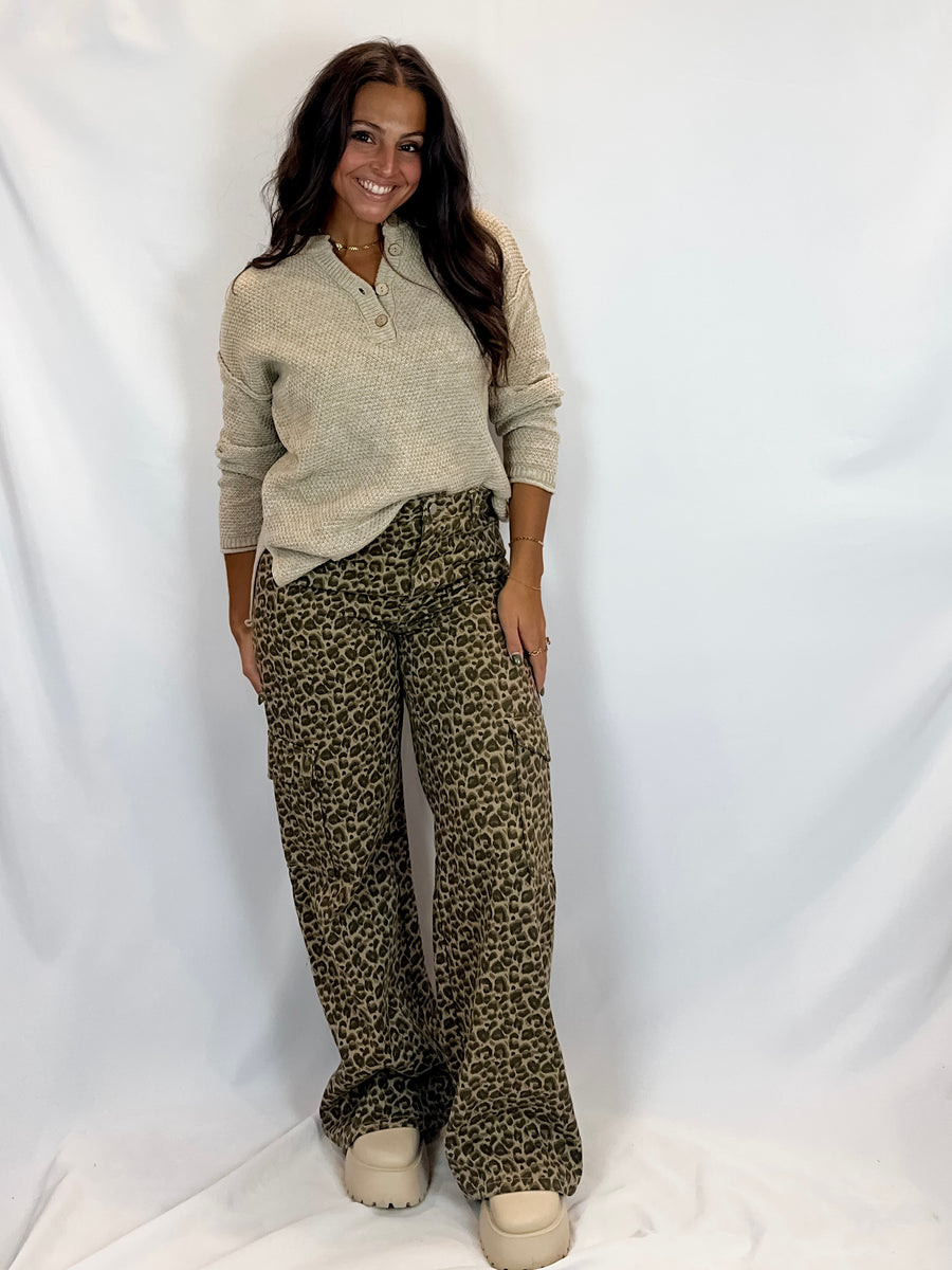 Can't Be Tamed Leopard Printed Cargo Pants