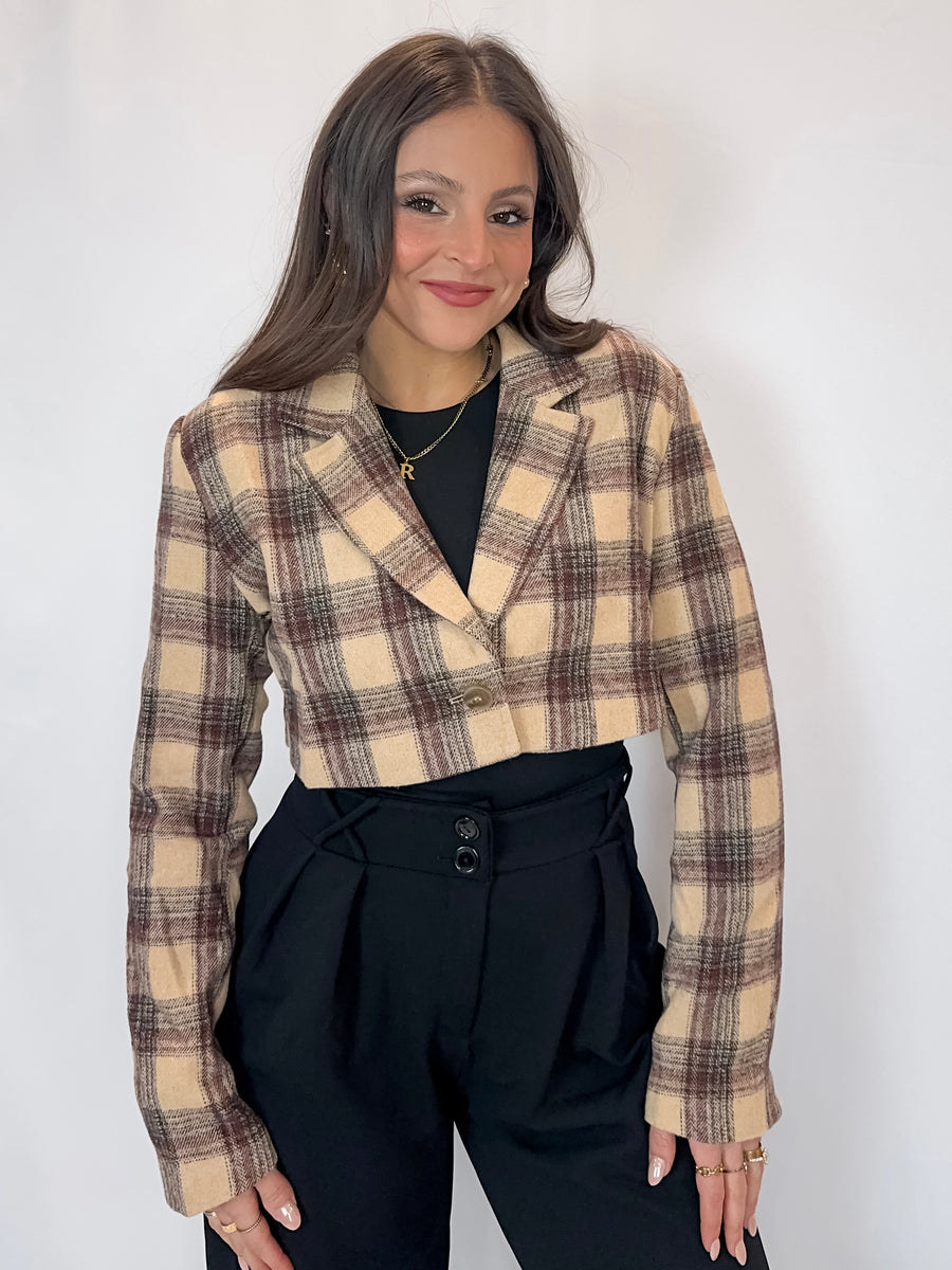 Pursue Plaid Crop Jacket