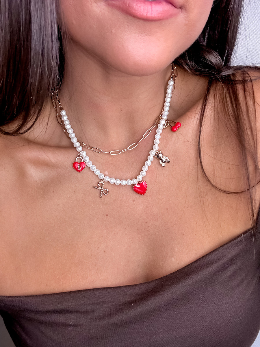 Pearl Chain Charm Necklace