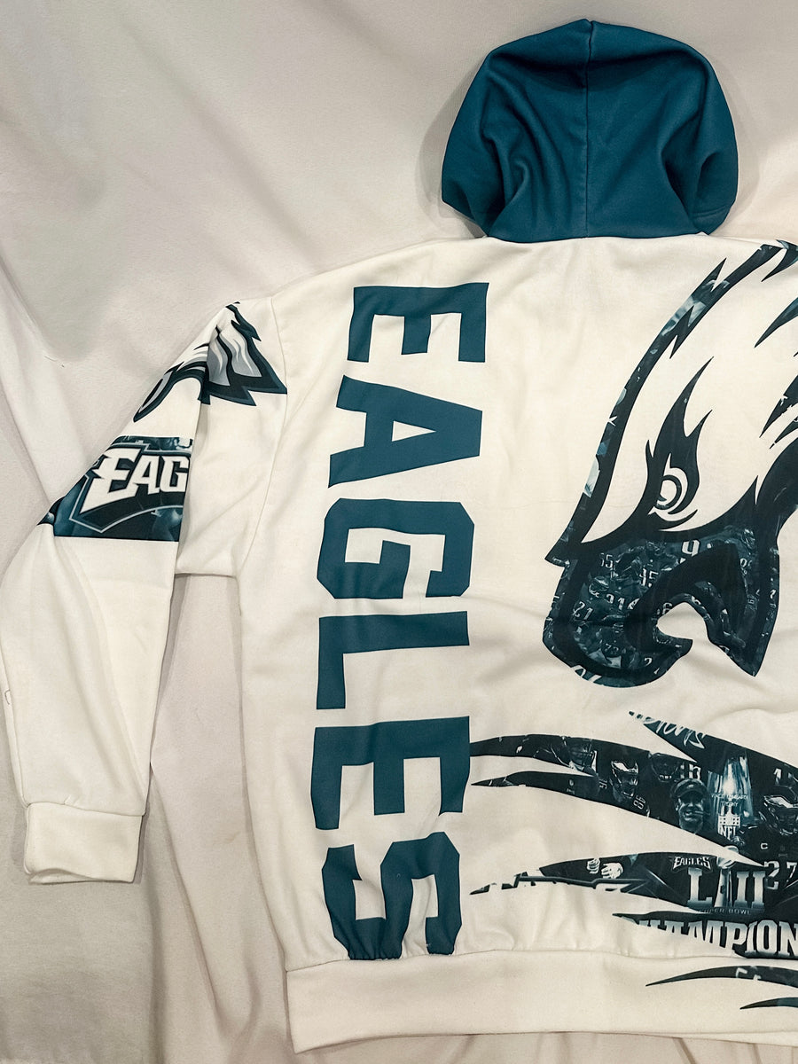 Large Philadelphia Eagles Super Bowl Print Hoodie