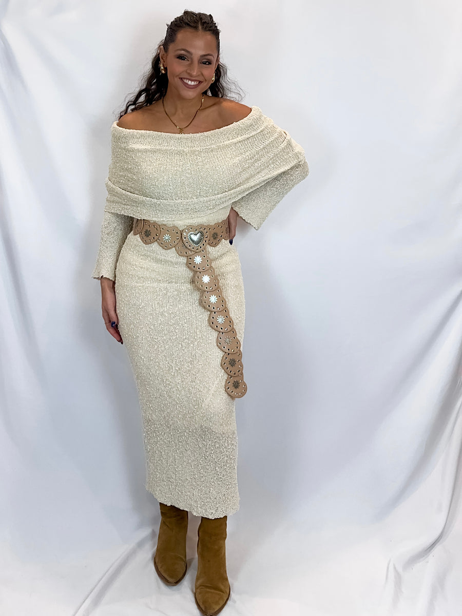 Sleigh Off the Shoulder Sweater Dress