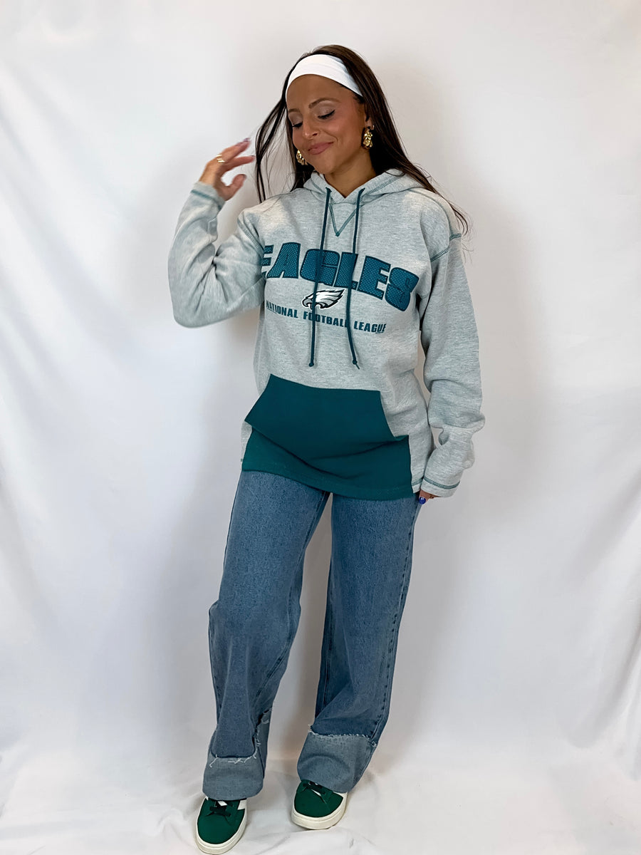 Medium 2001 Vintage Philadelphia Eagles Heather Grey Hoodie