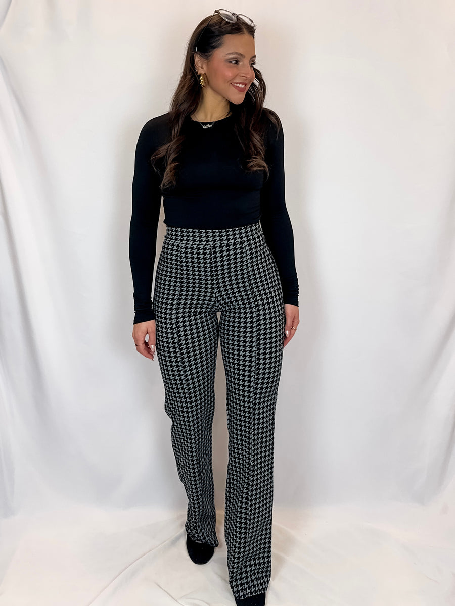 Houndstooth High Waisted Trousers