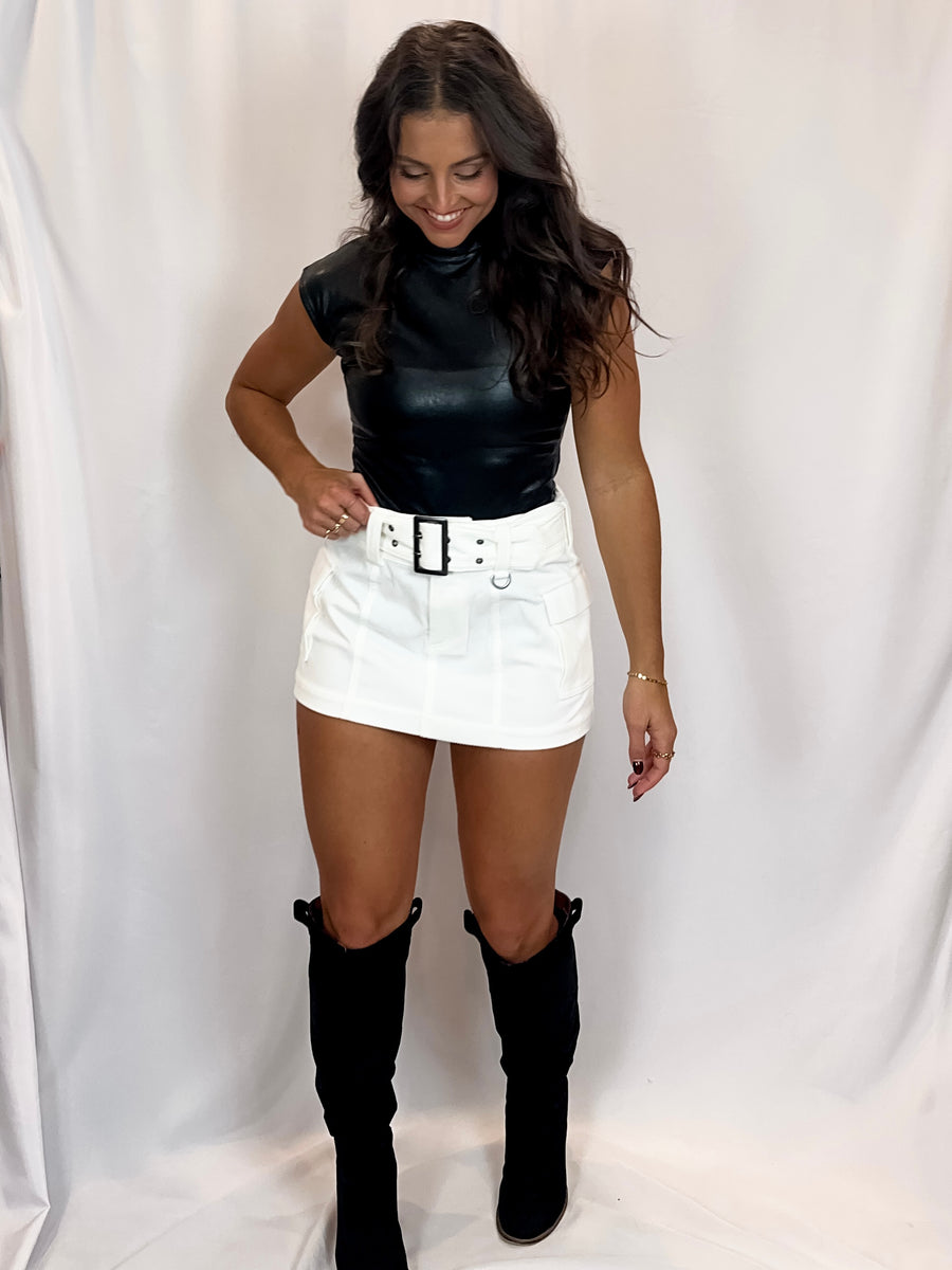 Cloud Nine Corduroy Belted Mini Skirt