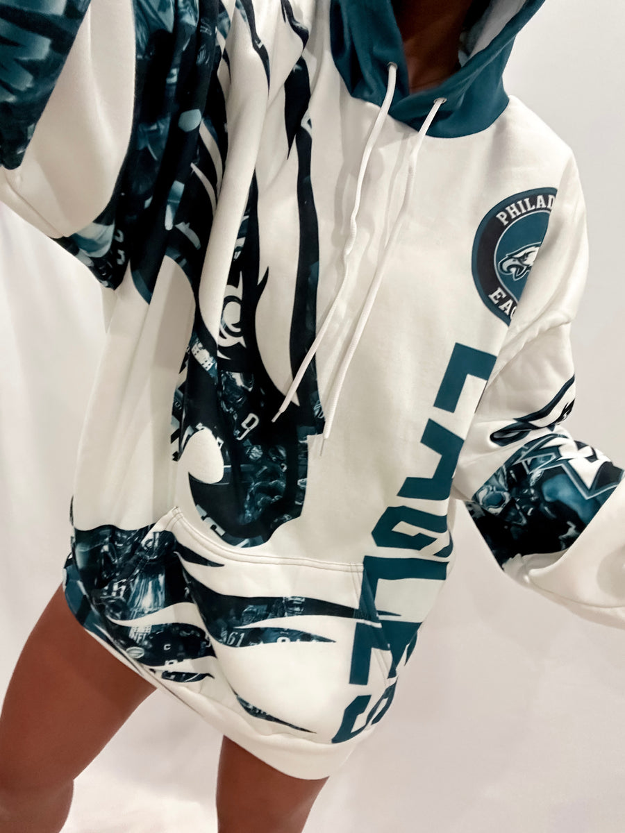 Large Philadelphia Eagles Super Bowl Print Hoodie