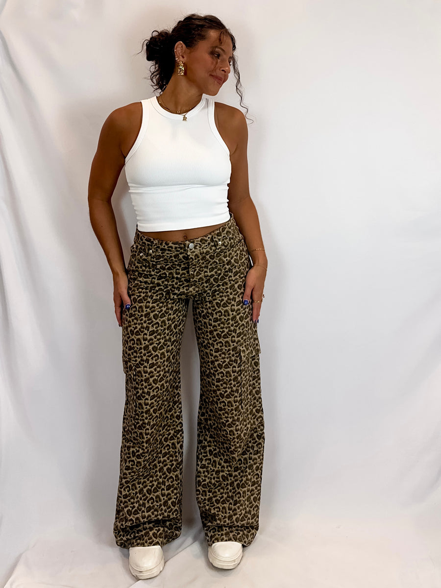 Can't Be Tamed Leopard Printed Cargo Pants