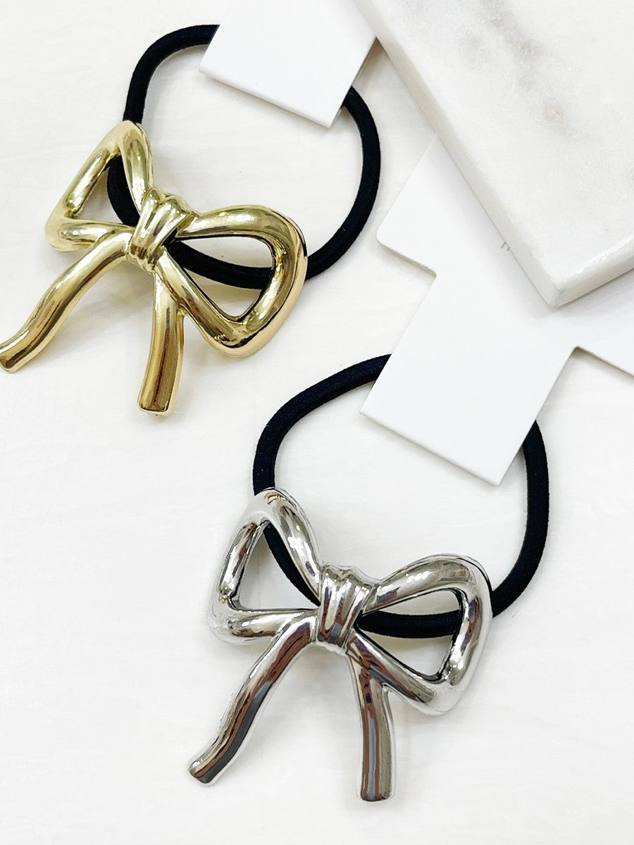 Metal Bow Ponytail Holder